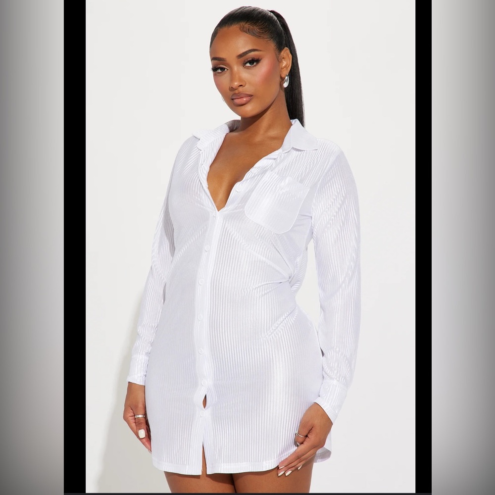 Fashion Nova White Long Sleeve Dress